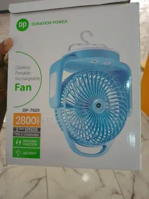 Portable Rechargeable Desktop Fan With LED Light
