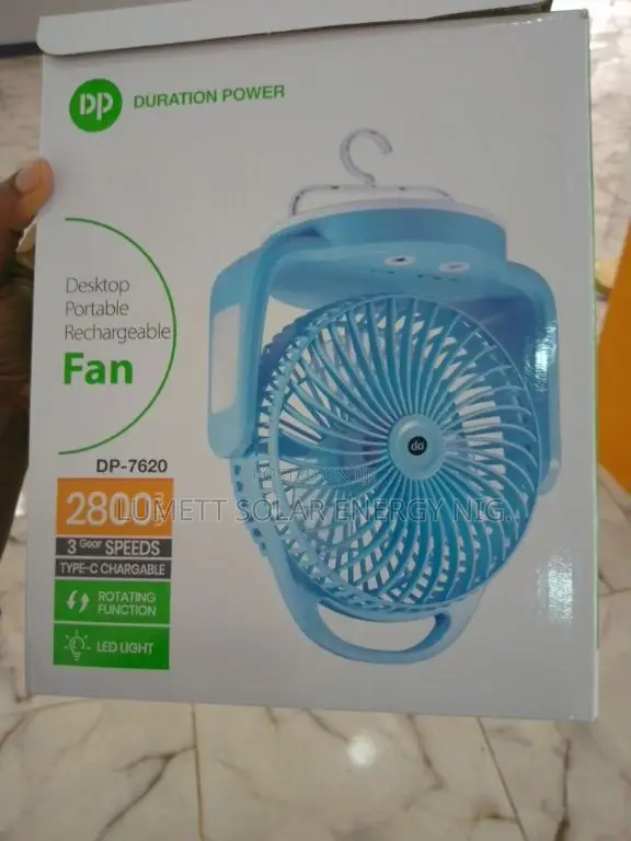Portable Rechargeable Desktop Fan With LED Light