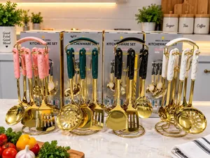 7pc Quality Luxury Gold/Marble Design Kitchen Cookware(cooking Spoons)