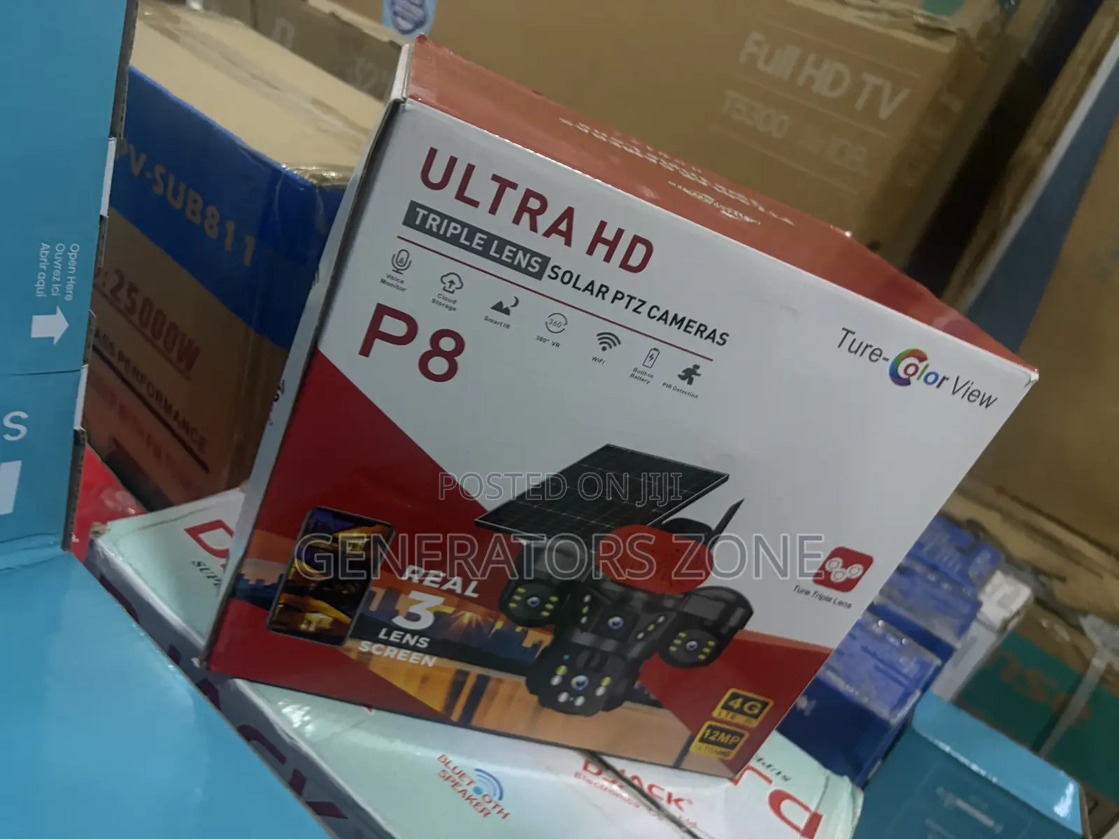  Triple Lens Solar PTZ CCTV Camera