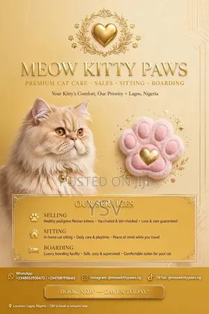 Meow Kitty Paws Cat Sitting, Boarding and Selling Services.