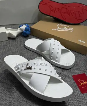 Christian Louboutin Studded Crisscross Slide Sandals