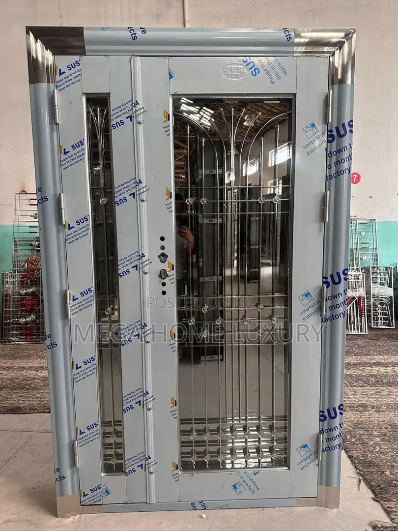 Brushed Steel Grill Entryway Door