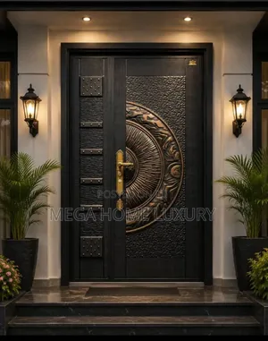 Luxury Carved Bronze Embossed Black Security Door