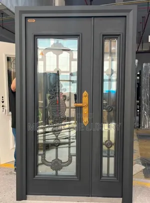 Matte Black Modern Classic Glass Door