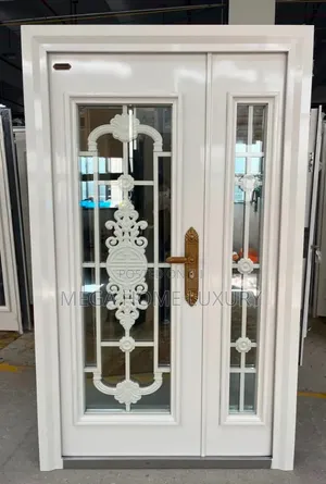 Grand White Ornate Security Entrance Door