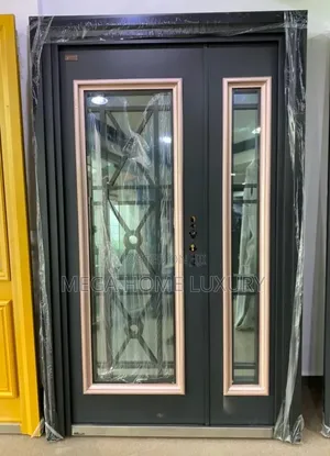Contemporary Matte Charcoal Rose Gold Trimmed Door