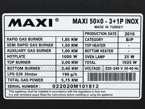 Maxi 50/50cm Oven Gas Cooker