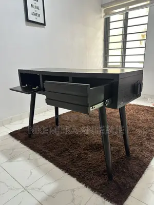 Black Wooden Study Desk With Drawers