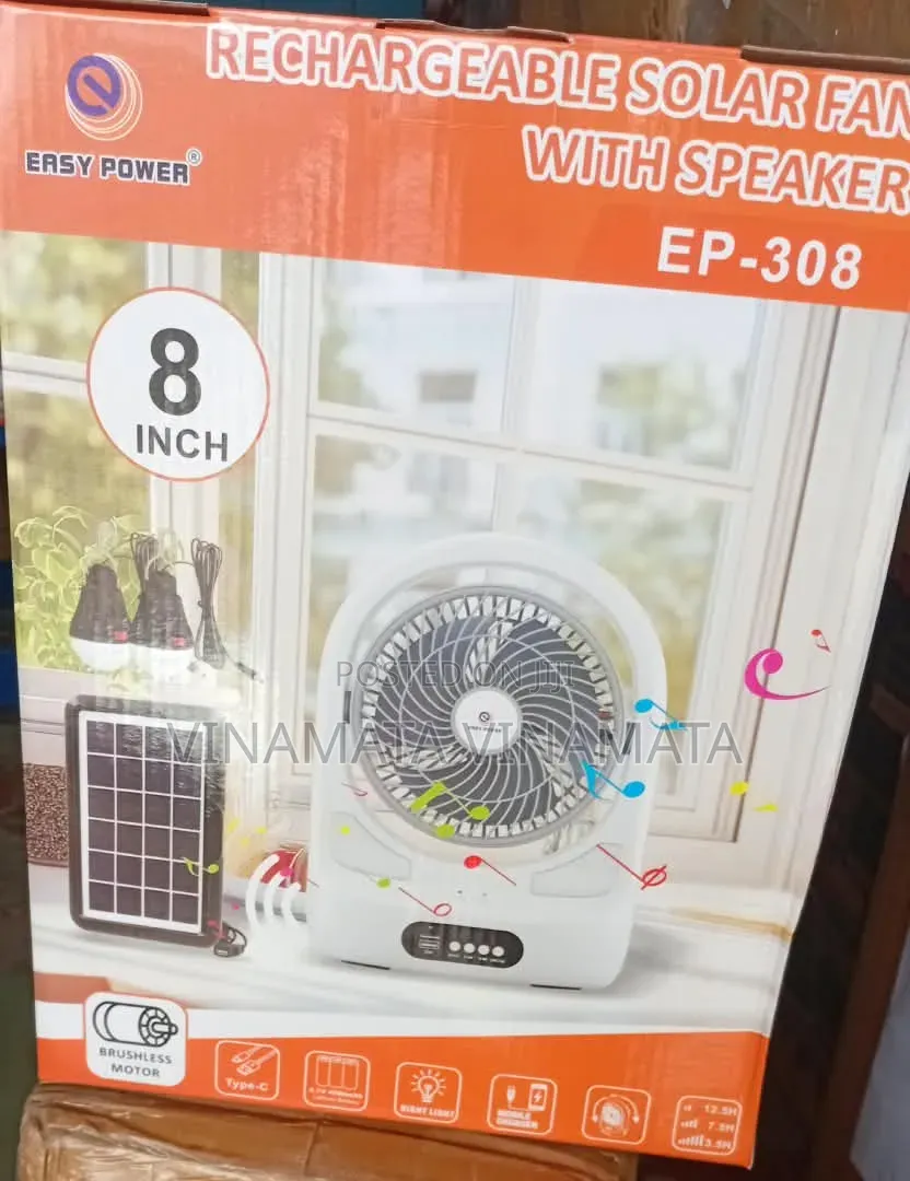 Rechargeable Solar Fan With Speaker