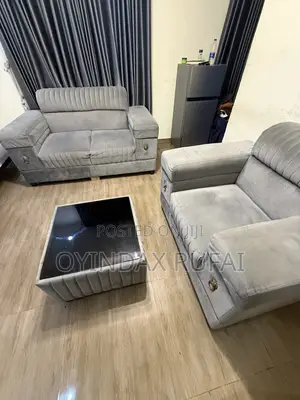 2-Seater and 1-Seater Chair With a Glass Top Center Table