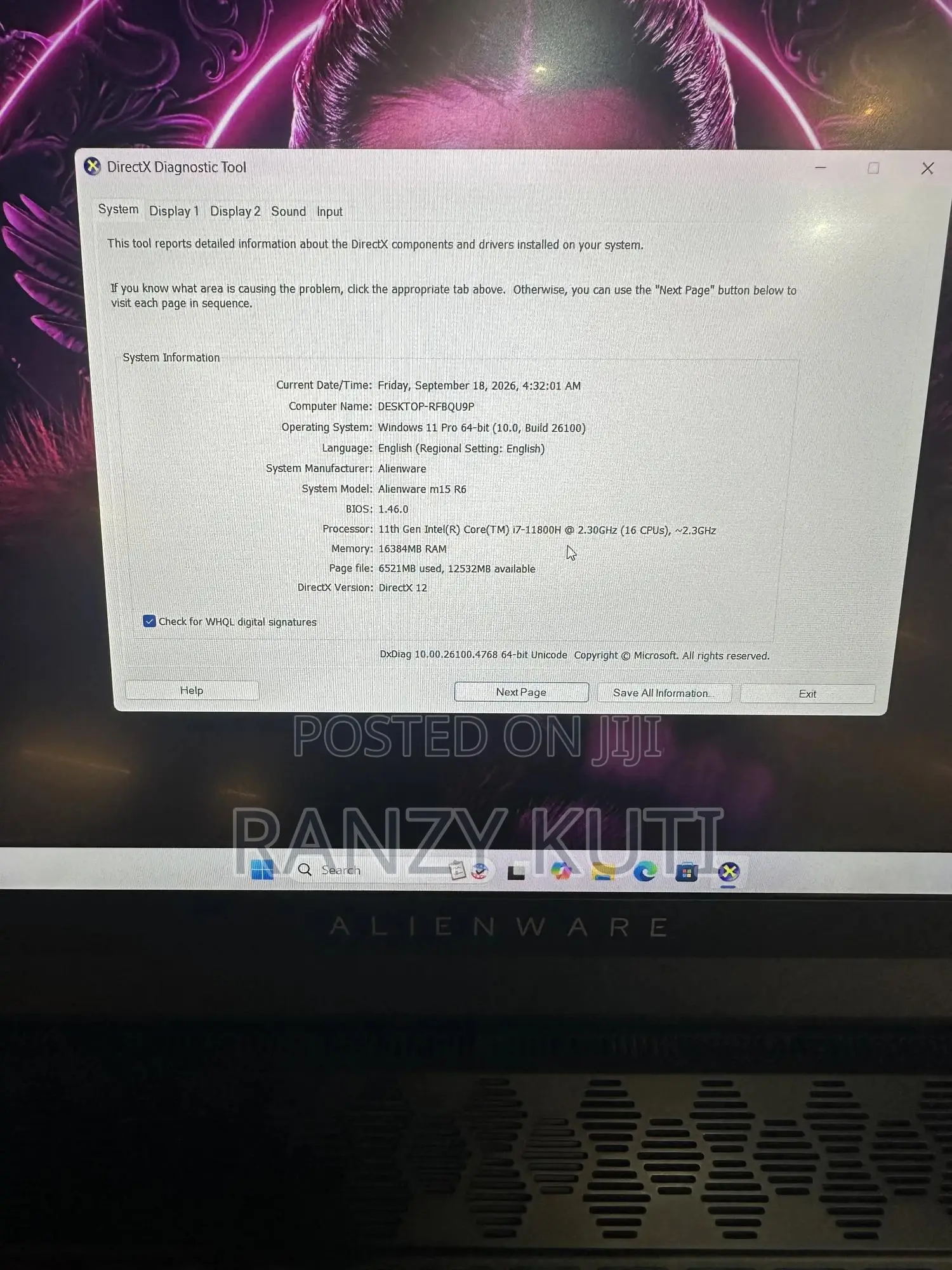 Laptop Alienware M15 R6 16GB Intel Core i7 SSD 512GB