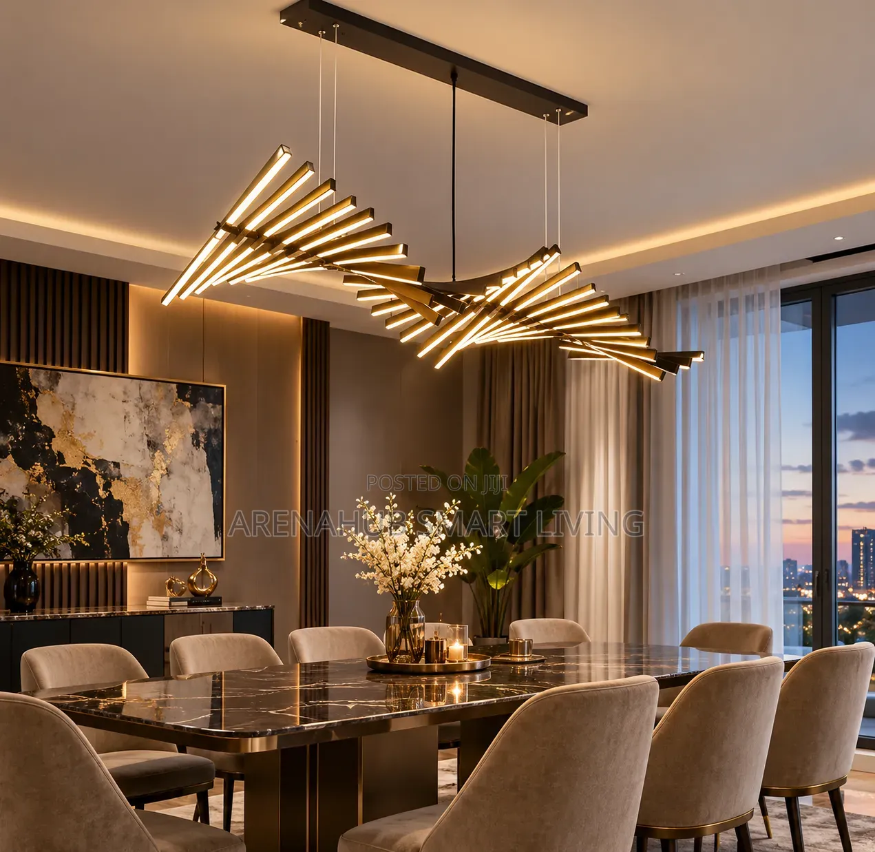 Simple Modern Long Fish Bone Chandelier, Italian