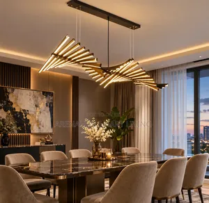 Simple Modern Long Fish Bone Chandelier, Italian