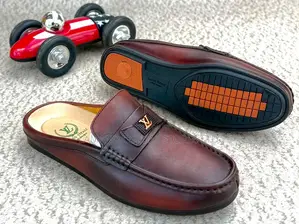 Louis Vuitton Burnished Leather Monogram Mule Loafers