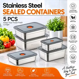 5Pcs Stainless Steel Food Storage Container Set