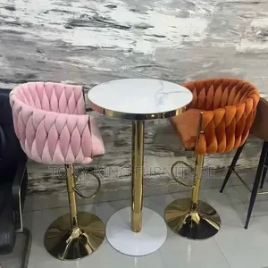 Modern Luxury Consisting of a Round Faux-Marble Tabletop Set