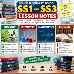 SS1-3 Biology, Chemistry, Physics, Math, English Lesson Notes