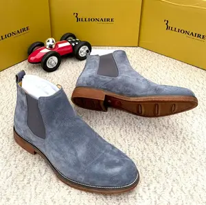Billionaire Italian Couture Grey Suede Chelsea Boots