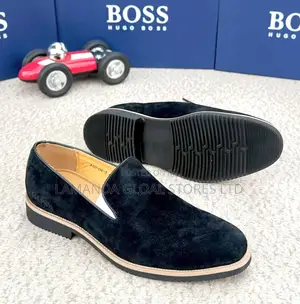 BOSS Black Suede Slip-on Loafers