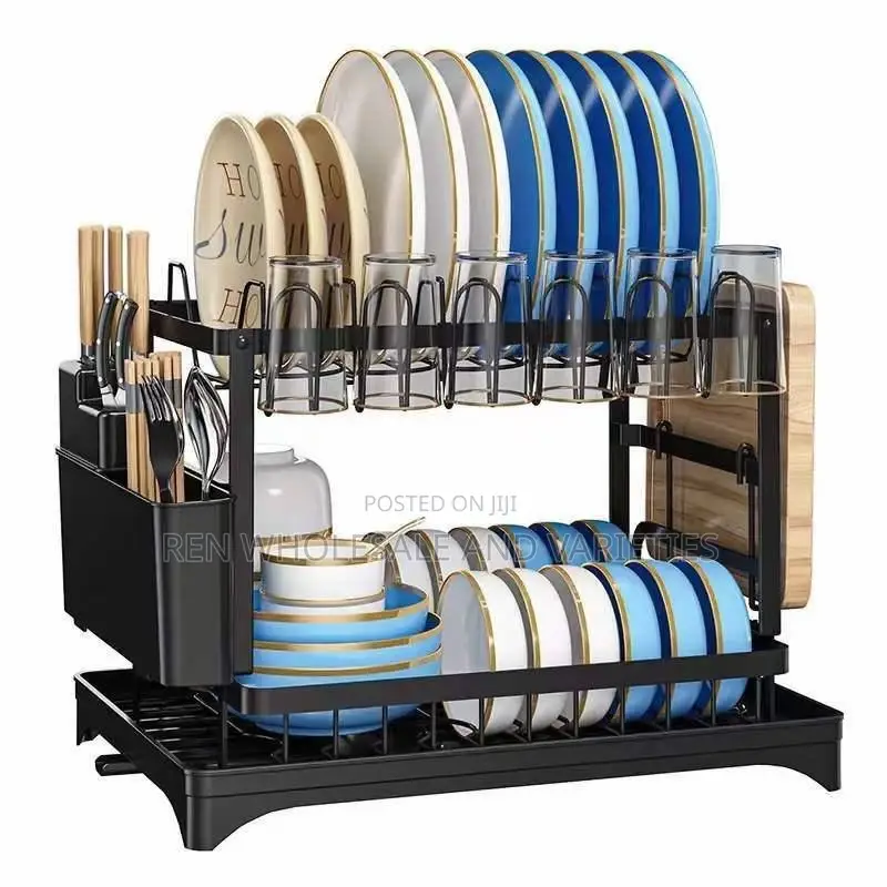 2 Layers Dish Rack With Cup Holder