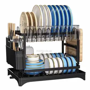 2 Layers Dish Rack With Cup Holder