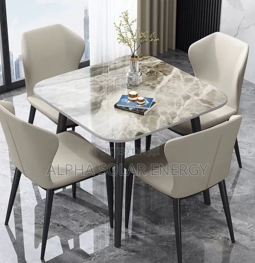 Modern 4-Seater Square Marble-Top Dining Table