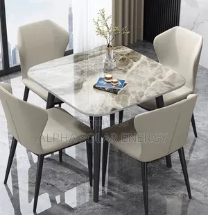 Modern 4-Seater Square Marble-Top Dining Table