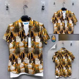Short-Sleeve Button-Down Vintage Shirt Featuring a Striking Black An