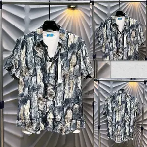 Short-Sleeve Button-Down Vintage Shirt Featuring a Striking Black An
