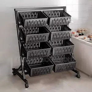 4Tier Slanted Kitchen Storage Rack Rolling VegetableFruit TrolleyStand