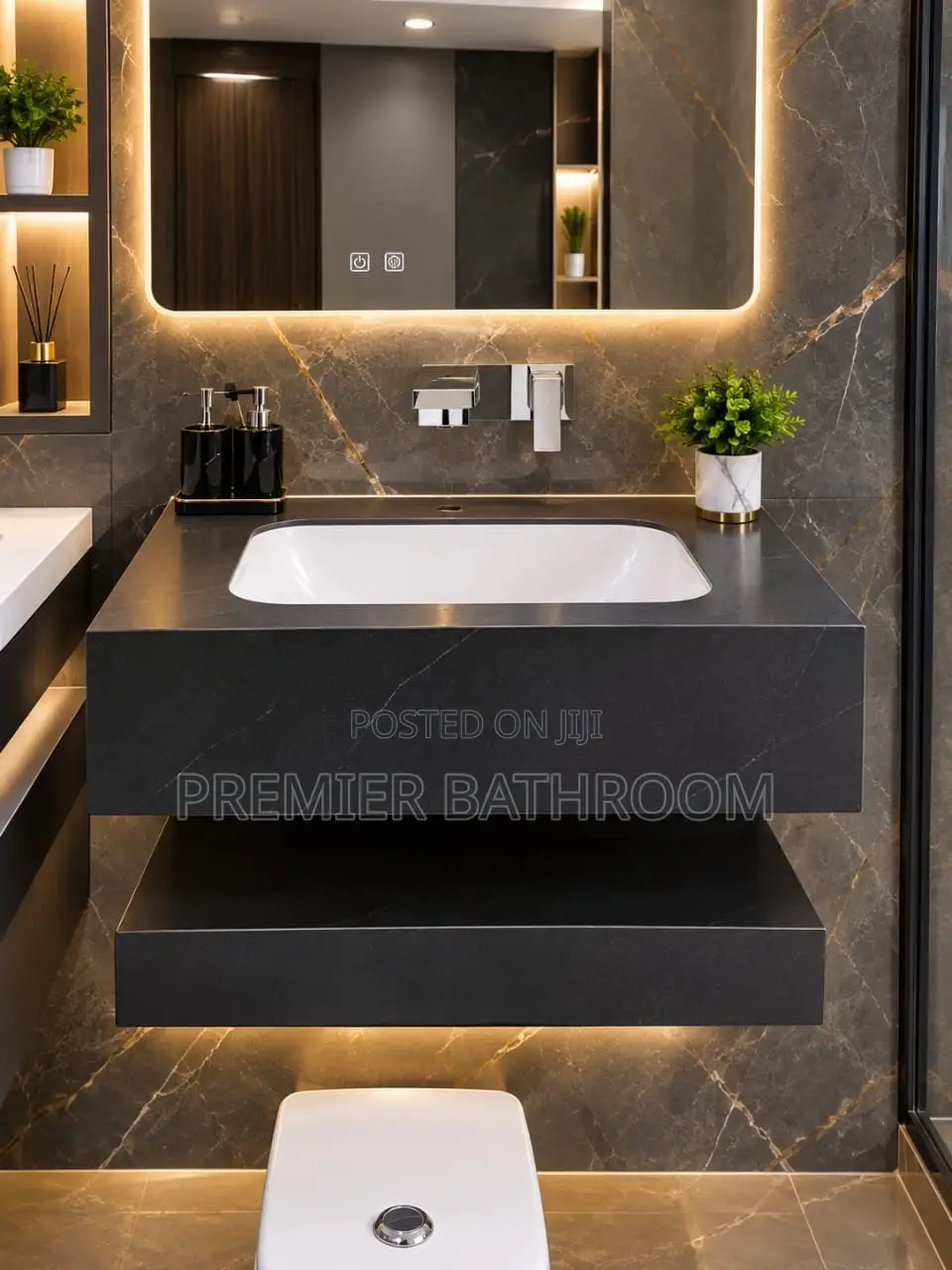 Black 60cm Mable Basin