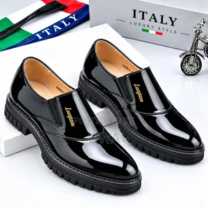 Luxury Black Patent Leather Slip-on Dress Shoes for Men