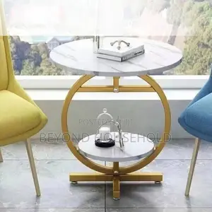 Modern Nordic Circular Marble Side Table 2Tier Accent Coffee Table