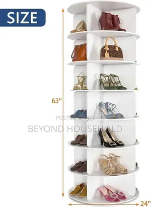 360 Degree Rotating Shoe Bag Organizer Tower MultiTier Lazy Susan