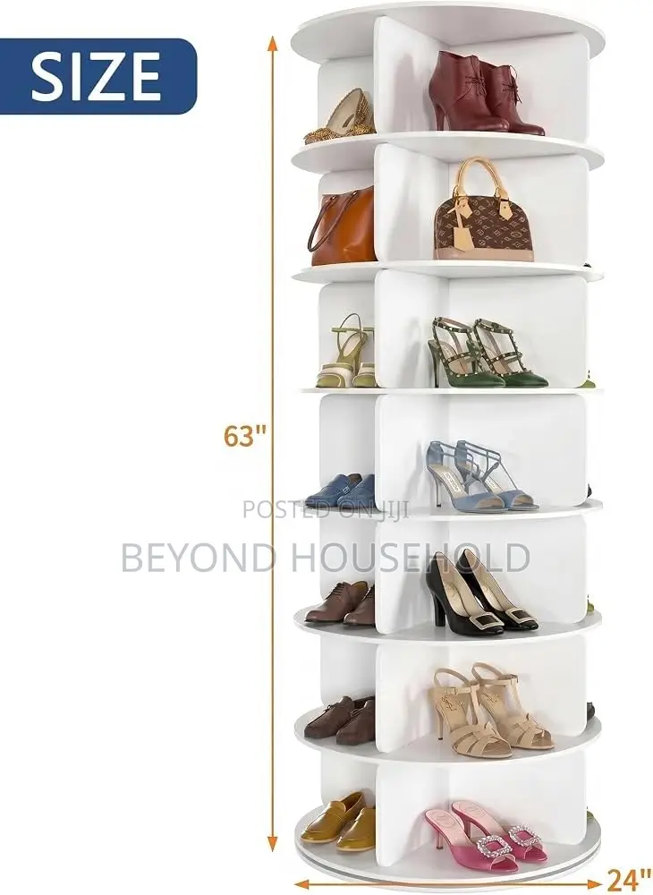 360 Degree Rotating Shoe Bag Organizer Tower MultiTier Lazy Susan