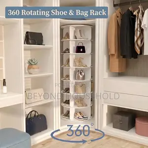 360 Degree Rotating Shoe Bag Organizer Tower MultiTier Lazy Susan
