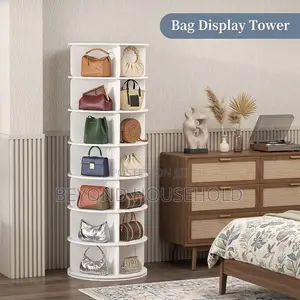 360 Degree Rotating Shoe Bag Organizer Tower MultiTier Lazy Susan