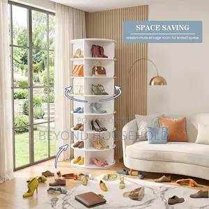 360 Degree Rotating Shoe Bag Organizer Tower MultiTier Lazy Susan