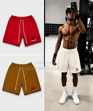 Casual Drawstring Jogger Shorts in an Olive Green Color With a White