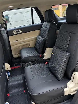 Leather Seat Cover 7 Seaters Black Smile Face Design