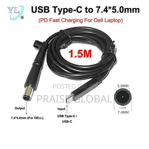 USB Type-C to DC Adapter Cable USB-C PD 3A Fast Charging Power Cord