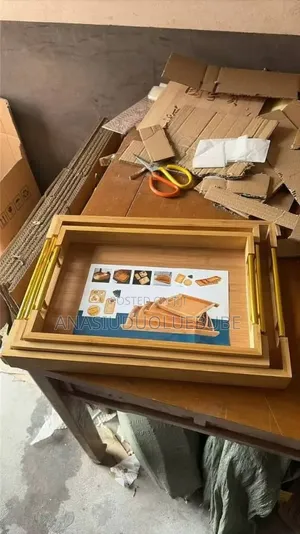 3in1Wooden Tray With Gold Handle