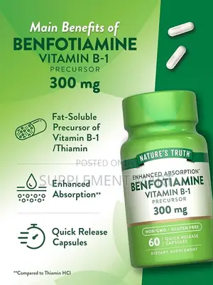Enhanced Absorption Benfotiamine 300mg Vitamin B1 X60 Capsules