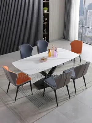Modern Minimalist Luxury Marble Dining Table Set.