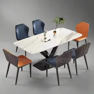 Modern Minimalist Luxury Marble Dining Table Set.
