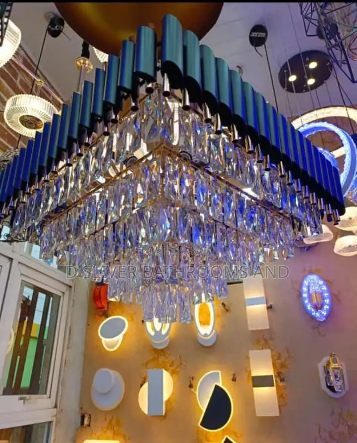 Modern Square Black Gold Crystal Chandelier Light