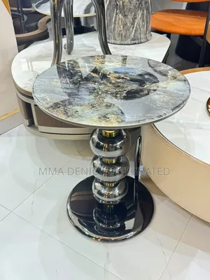 Luxury Round Marble Top Center Table With Chrome Pedestal