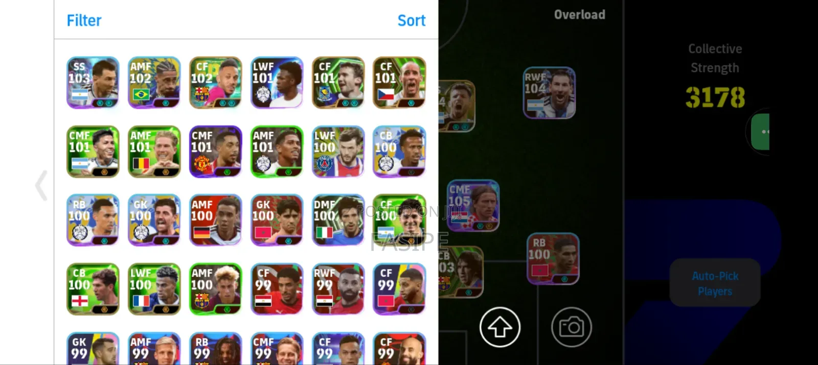 Efootball Acct 3178 Team Strength - Modric 105 Messi 104 - Strong Acct