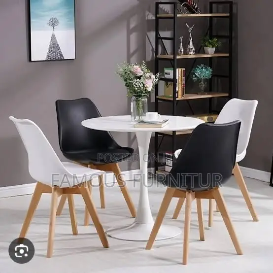Modern 4-Seater Round Dining Table Set